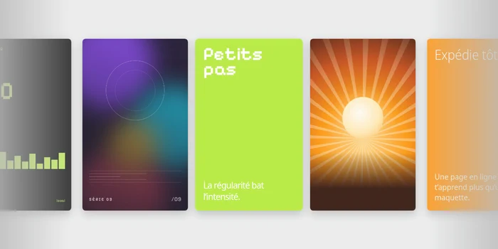 Preview of the Depth carousel component: a strip of cards that rotate and recede towards the edges of the frame