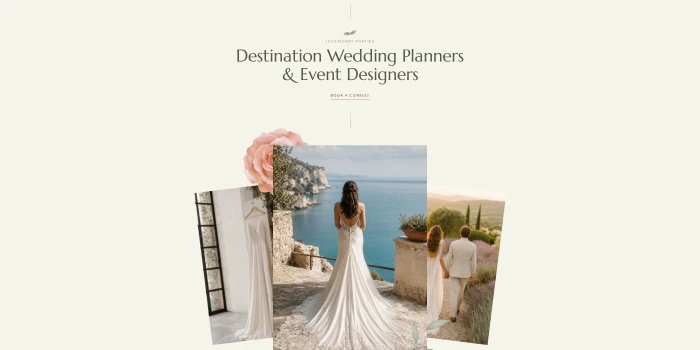 Preview of the Triptych hero component: three tilted photographs that spread apart as the page scrolls, under an editorial headline and two botanical watercolours.