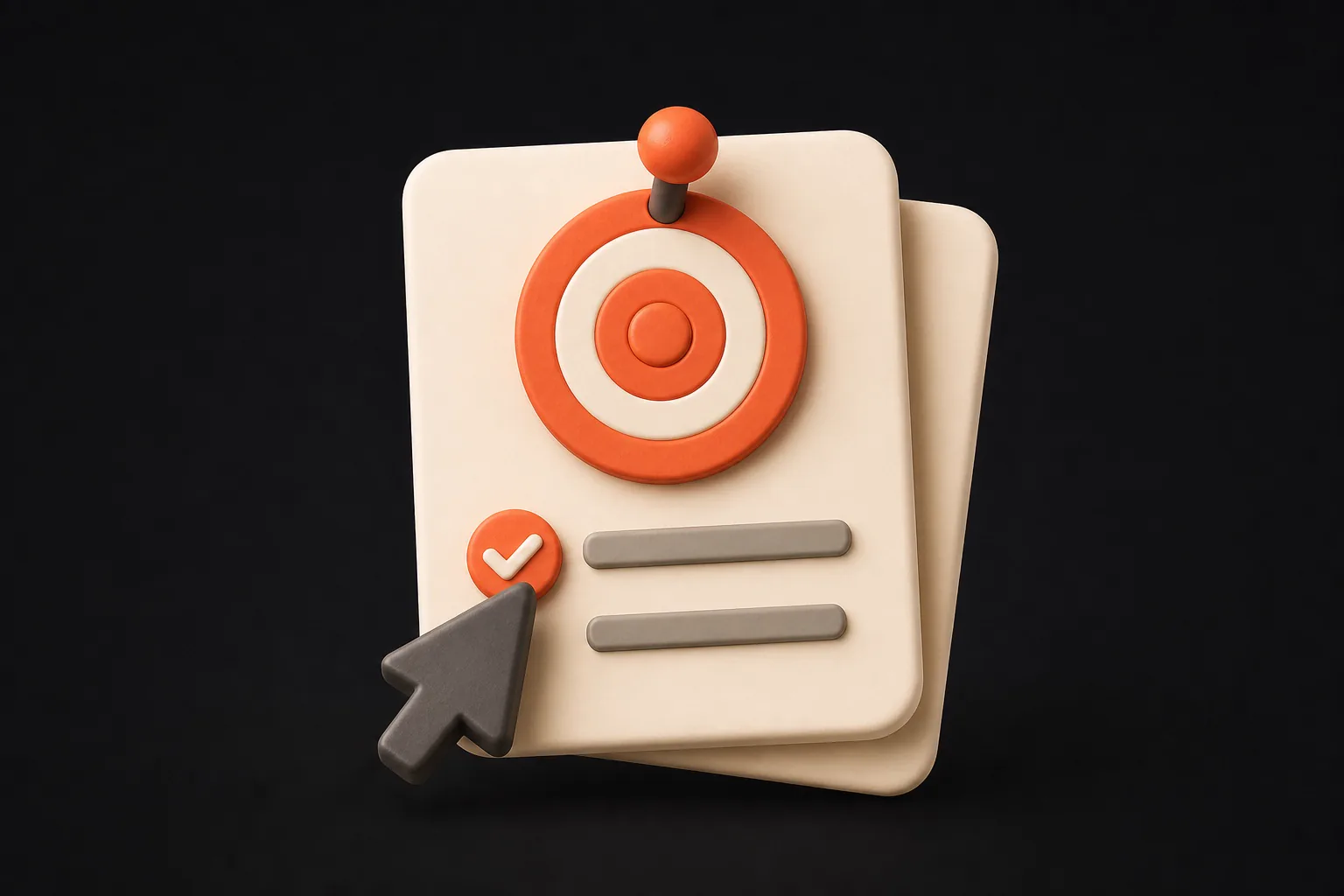 3D illustration of a brief with a target and a cursor