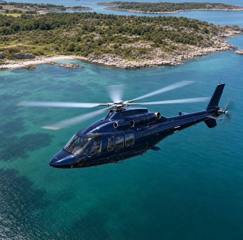 Merlon H2 helicopter above the coastline