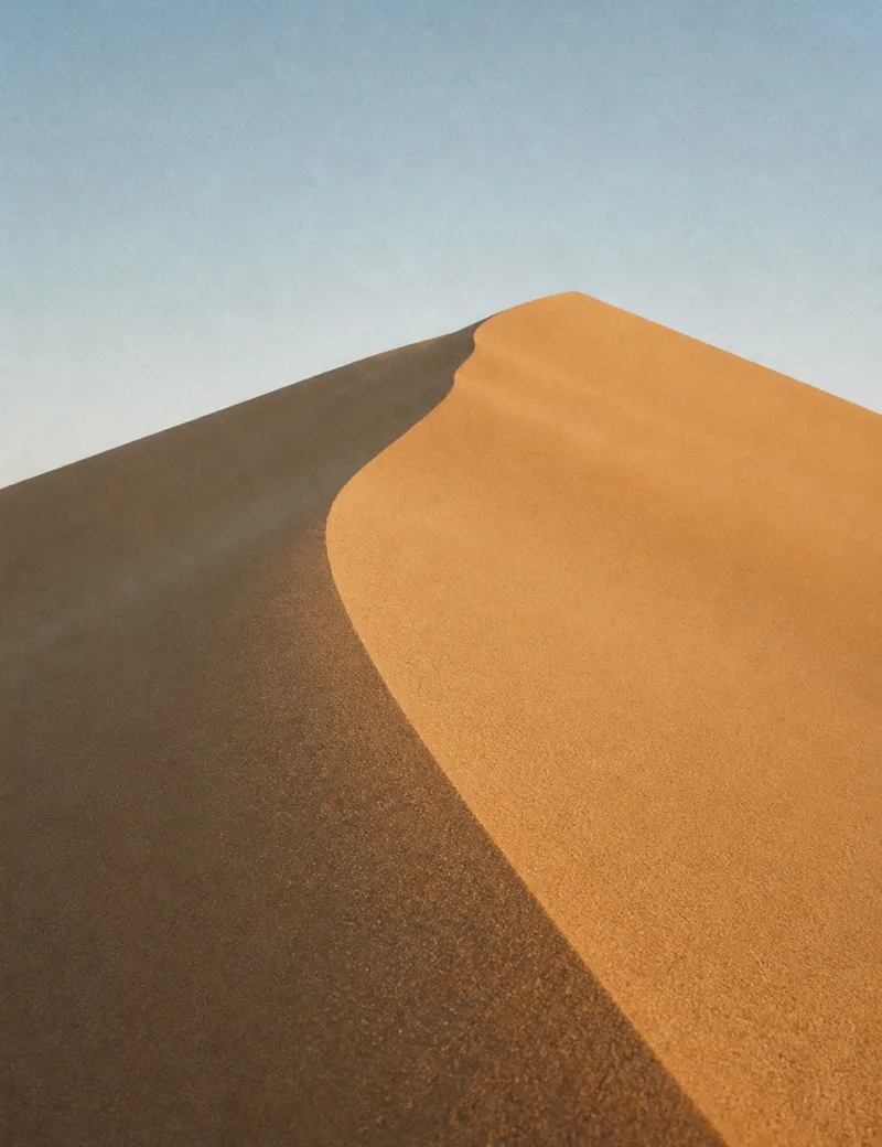 A dune ridge cutting a clean diagonal across the frame.