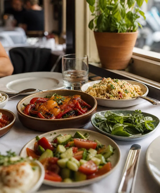 Small plates on a table by the window