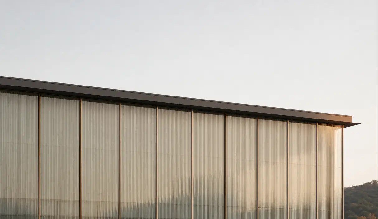 A translucent facade catching the afternoon light