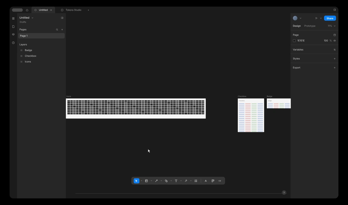 The Tokora plugin inserting library components into a Canvo file.