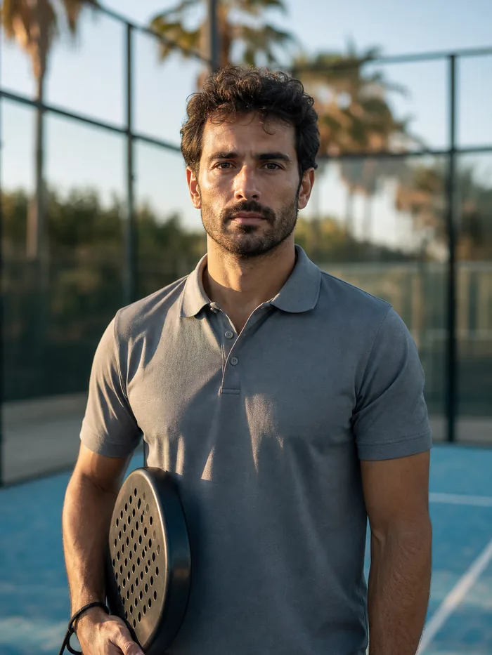 Théo Mercier, performance coach, standing courtside.